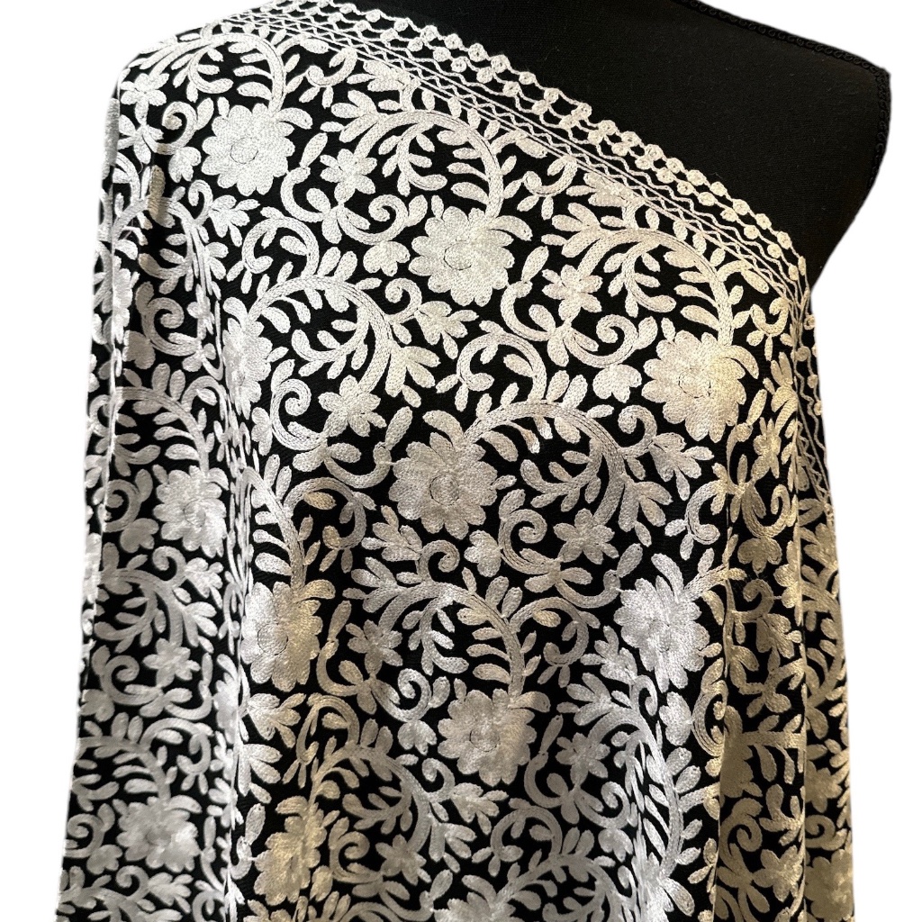 Pashmina Kashmiri Aari Embroidery Scarf, Embroidered Kashmiri Shawl,